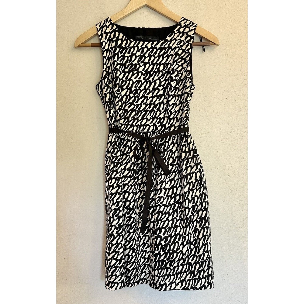 Zara‎ Dress Basic Black And White Mini Skater Dress Size Small